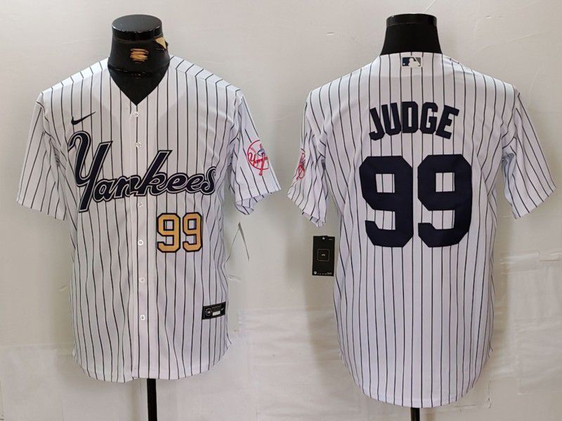 Men New York Yankees 99 Judge White stripe Three generations of joint names Nike 2024 MLB Jersey style 2